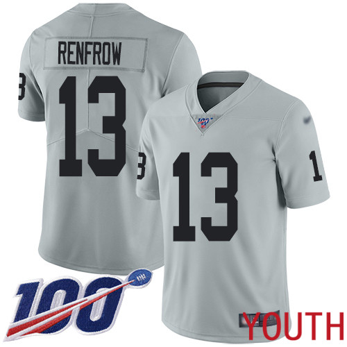 Oakland Raiders Limited Silver Youth Hunter Renfrow Jersey NFL Football #13 100th Season Inverted Jersey